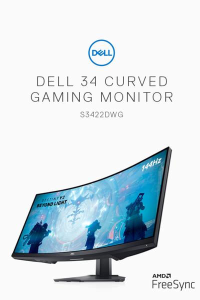 Dell S3422DWG Curved Gaming Monitor - 34 Inch 1800R Curved Screen with 144Hz Refresh Rate