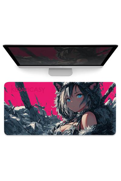 Fantasy Arctic Chronicles Anime Gaming Mouse Pad XL, Japanese Anime Girl Mouse Mat for Desk, Large Keyboard Mat XXL, Gaming Laptop Desktop Decor, Non-Slip Big Desk Mat, 80x40cm 31″x16″