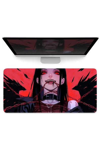 Dark Fantasy Anime Mad Angels Mouse Pad XL, Japanese Red Gaming Mouse Mat for Desk, Extra Large Keyboard Mat XXL, Gaming Laptop Accessories, 4mm Thick Non-Slip Desk Pad, 80x40cm 31″x16″