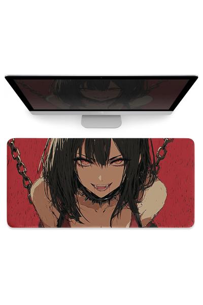Dark Fantasy Vampire Anime Large Mouse Pad XL, Japanese Sexy Girl Mouse Mat, Gaming Pad for Keyboard and Computer, Office Laptop Desktop Decor, Non-Slip Desk Mat, 80x40cm 31″x16″