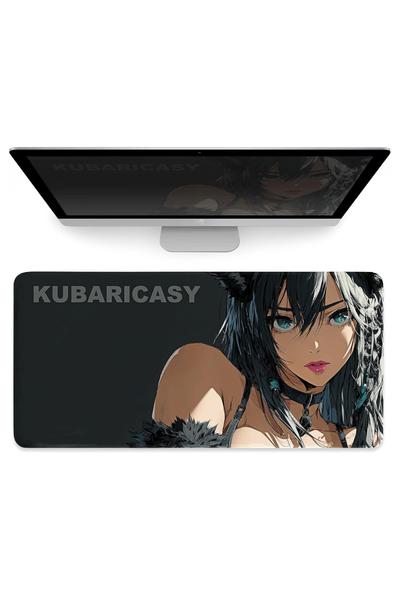 Japanese Anime Sexy Girl Gaming Mouse Pad XL, Fantasy Wolf Girl Mouse Pad for Desk, Office Laptop and Computer Keyboard Desktop Decor, 4mm Thick Non-Slip Gaming Desk Mat, 80x40cm 31″x16″