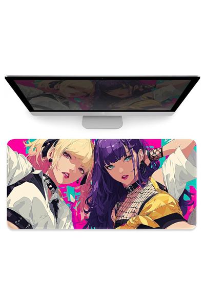 Gothic Anime Girl Large Mouse Pad XL, Japanese Y2K Anime Full Desk Mouse Pad, Gaming Mats for Laptop and Keyboard, Office Desktop Big Mat, 4mm Thick Non-Slip Desk Mat, 80x40cm 31″x16″